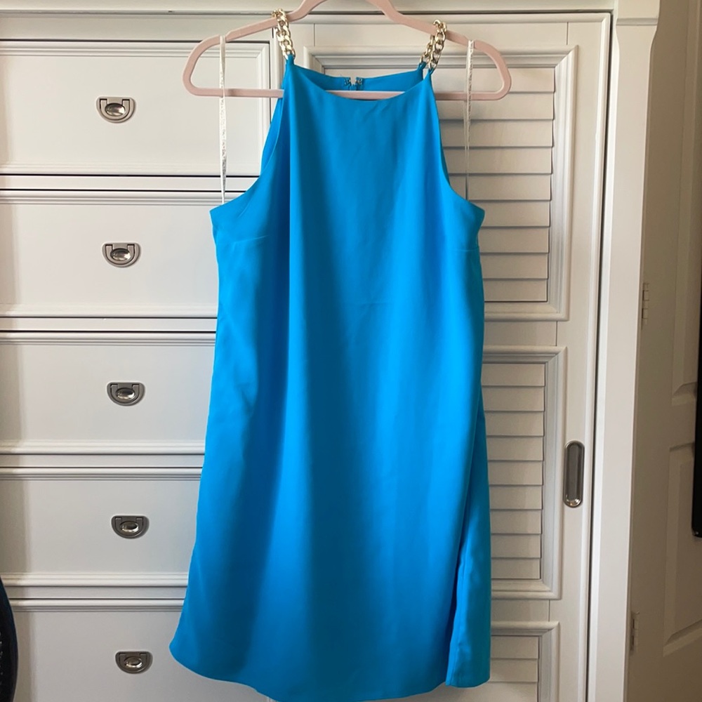 Lilly Pulitzer Turquoise Blue Chain Strap Shift Dress